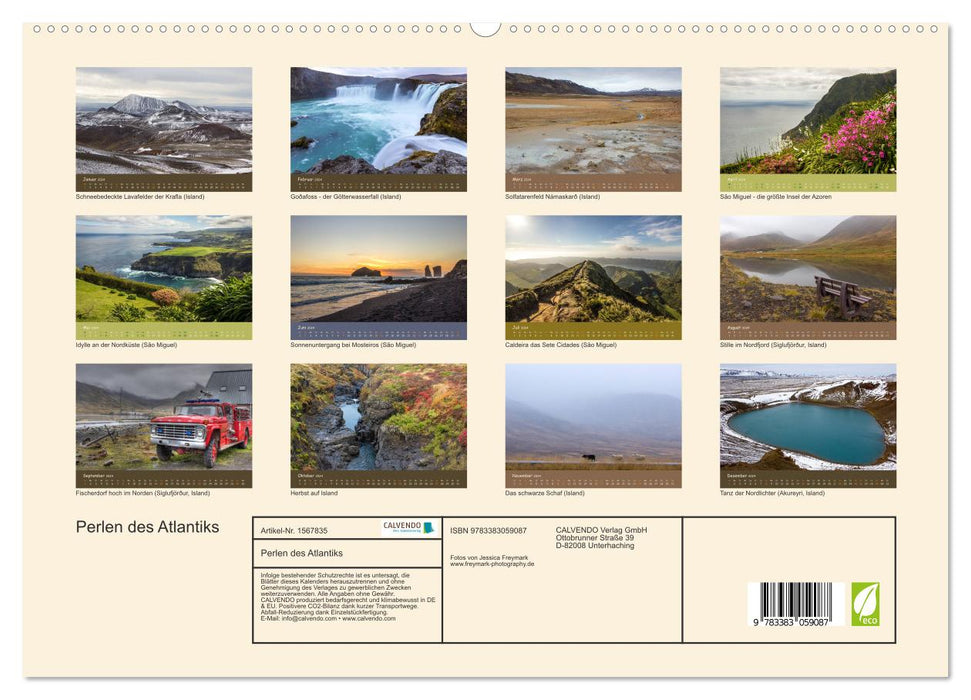 Pearls of the Atlantic - Iceland and São Miguel (CALVENDO Premium Wall Calendar 2024) 