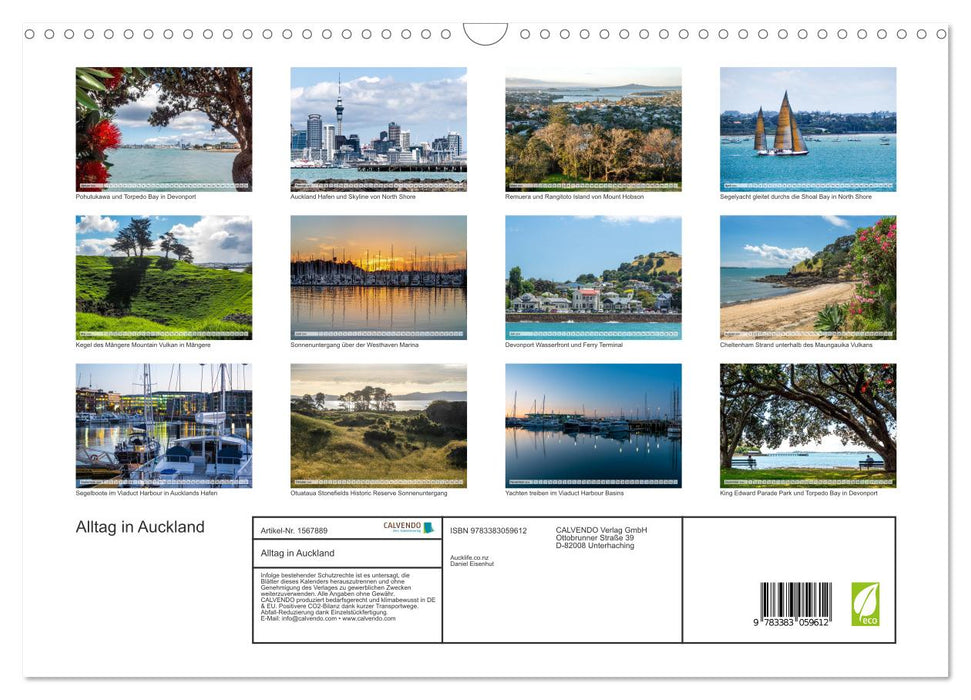 Wall calendar Auckland 2024 DIN A4 landscape (CALVENDO wall calendar 2024) 