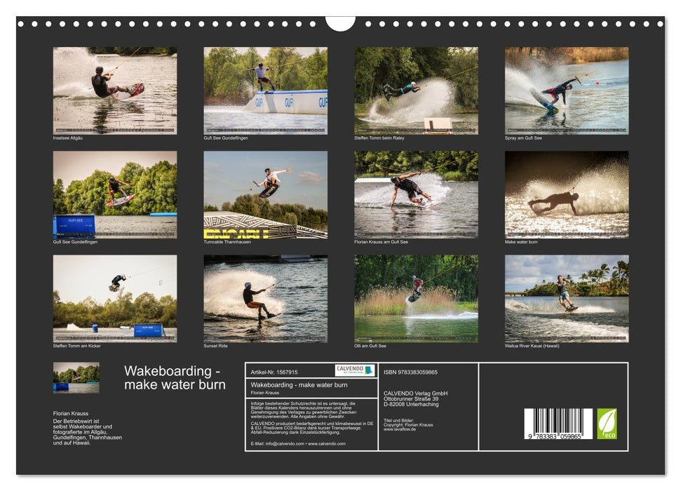 Wakeboarding - make water burn (CALVENDO wall calendar 2024) 