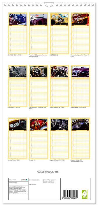 COCKPITS CLASSIQUES - Des œuvres d'art fonctionnelles d'un autre temps (Planificateur familial CALVENDO 2024) 