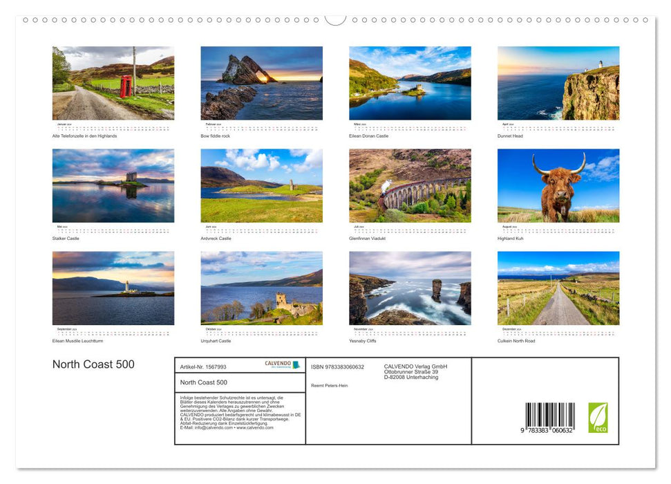 North Coast 500 - Scotland's dream road (CALVENDO Premium Wall Calendar 2024) 