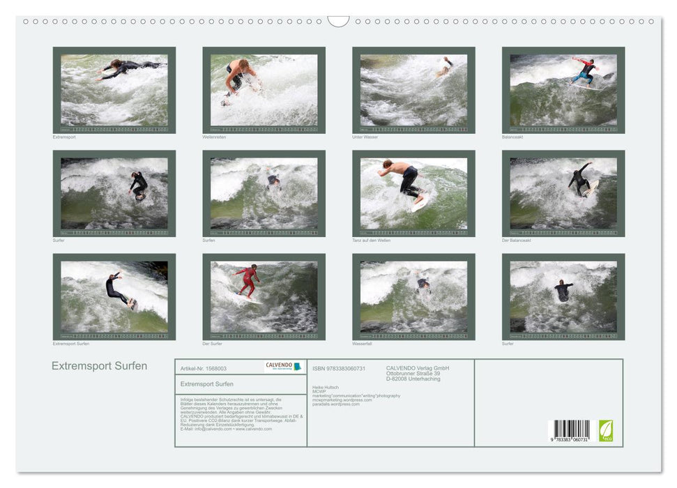 Extreme sport surfing (CALVENDO wall calendar 2024) 