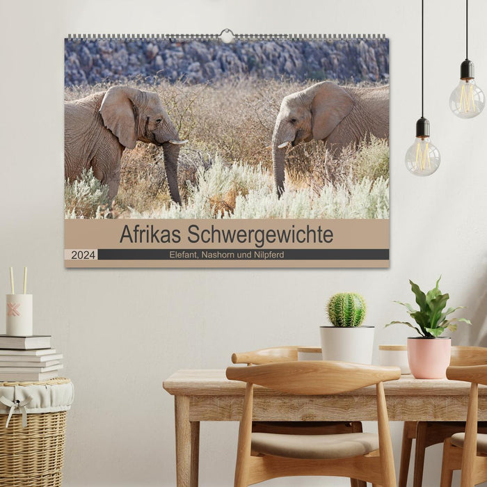 Africa's heavyweights elephant, rhino and hippopotamus (CALVENDO wall calendar 2024) 