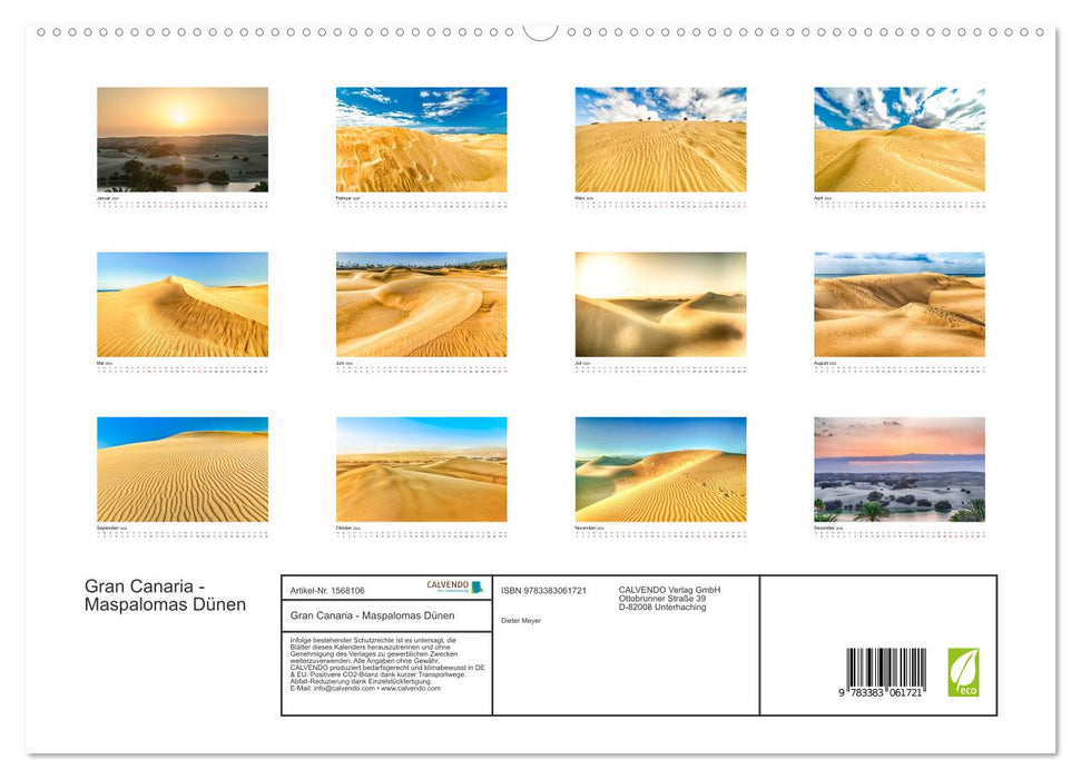 Gran Canaria - Maspalomas Dunes (CALVENDO Premium Wall Calendar 2024) 