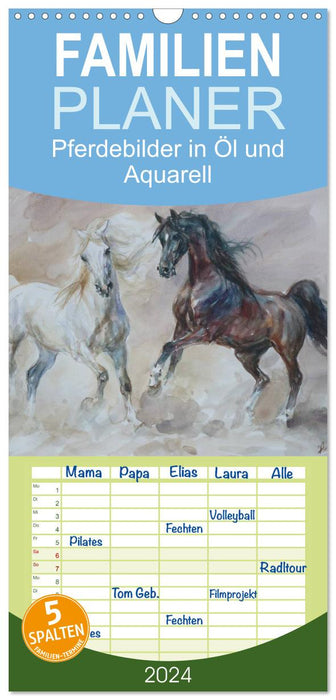 Avec les chevaux au fil des saisons - photos de chevaux à l'huile et à l'aquarelle (Agenda familial CALVENDO 2024) 