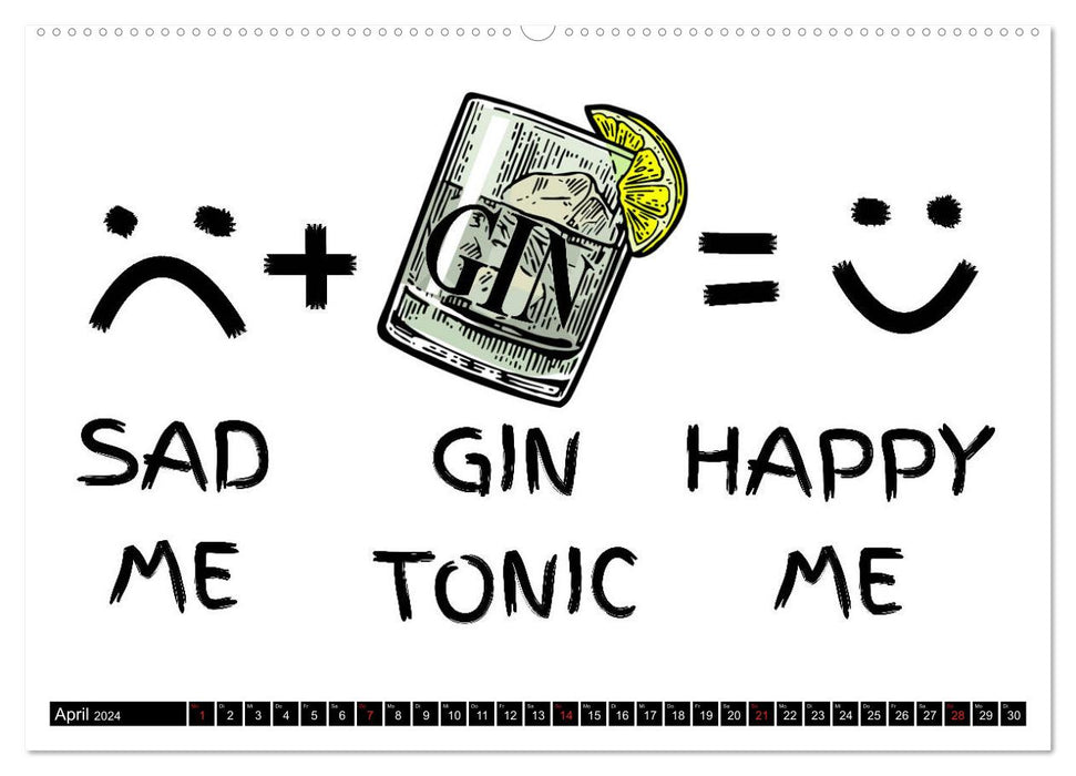 Gin &amp; Tonic Les meilleurs dictons et jeux de mots (Calvendo Premium Wall Calendar 2024) 