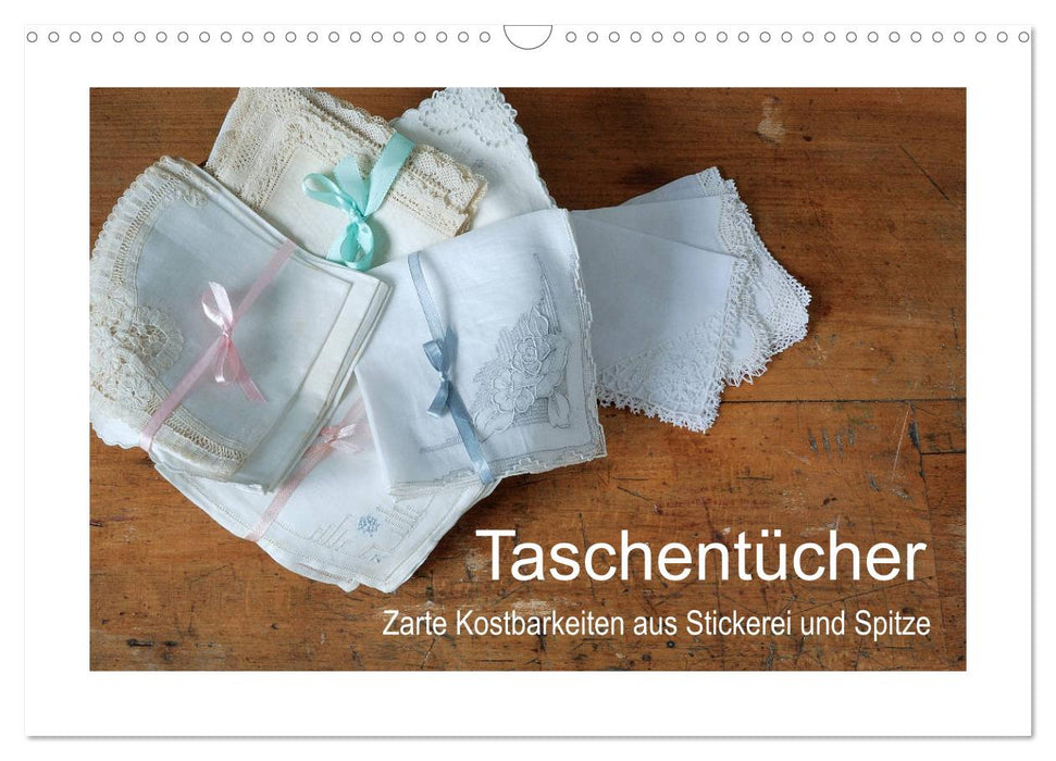 Handkerchiefs - delicate treasures made of embroidery and lace (CALVENDO wall calendar 2024) 