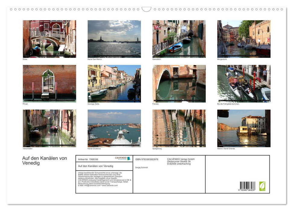 Auf den Kanälen von Venedig (CALVENDO Wandkalender 2024)
