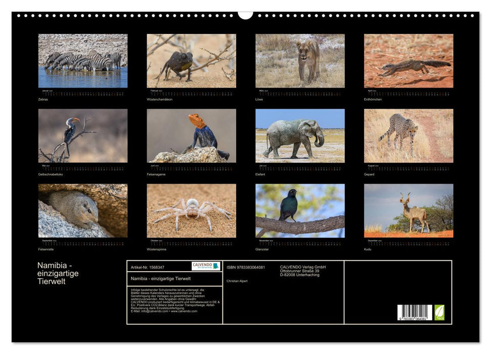 Namibia - einzigartige Tierwelt (CALVENDO Wandkalender 2024)