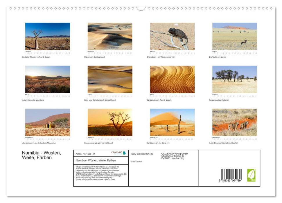 Namibia - deserts, expanse, colors (CALVENDO Premium Wall Calendar 2024) 