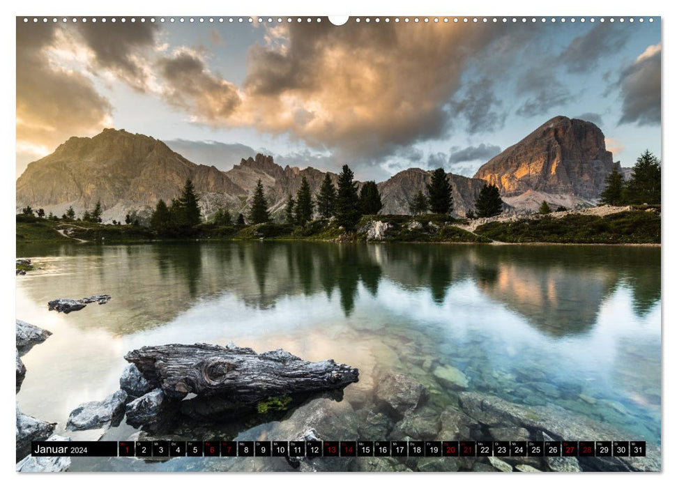 Bergseen in den Dolomiten (CALVENDO Premium Wandkalender 2024)