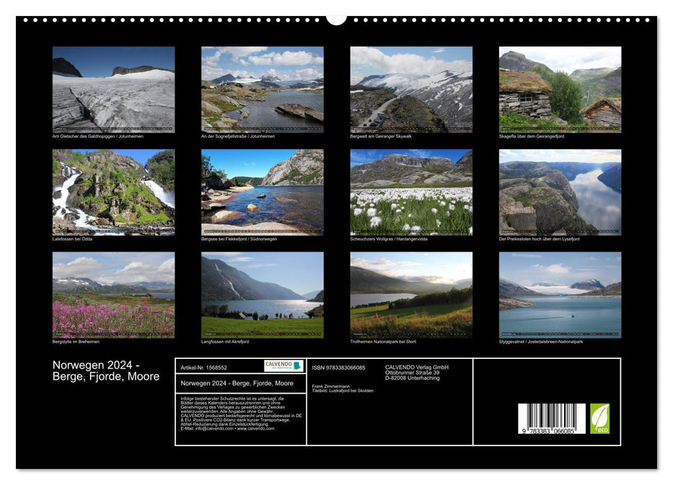 Norway 2024 - Mountains, Fjords, Moors (CALVENDO Premium Wall Calendar 2024) 
