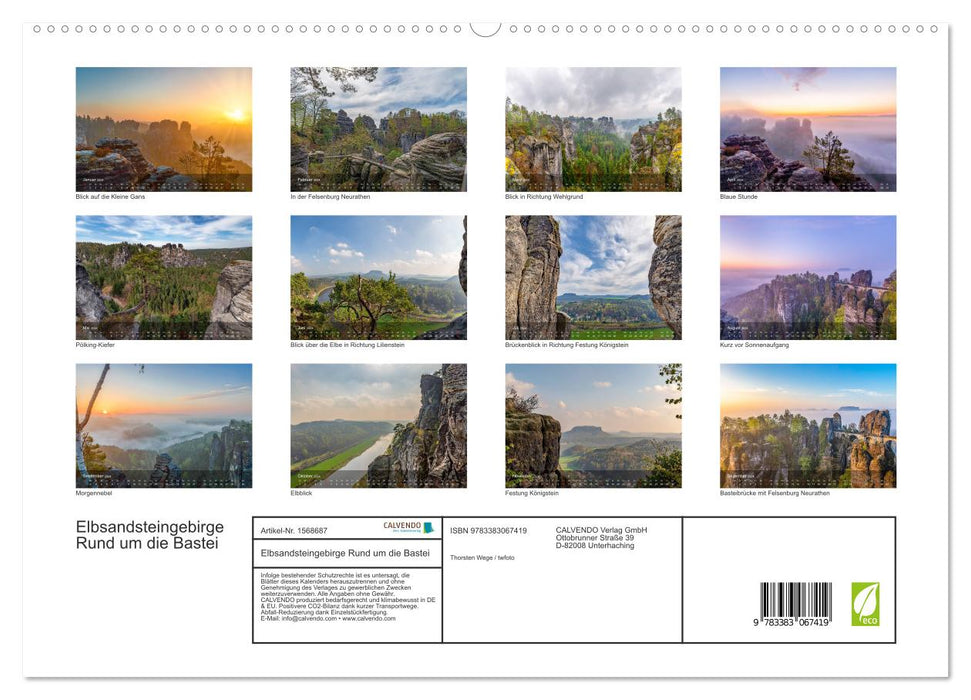 Elbsandsteingebirge - Rund um die Bastei (CALVENDO Premium Wandkalender 2024)