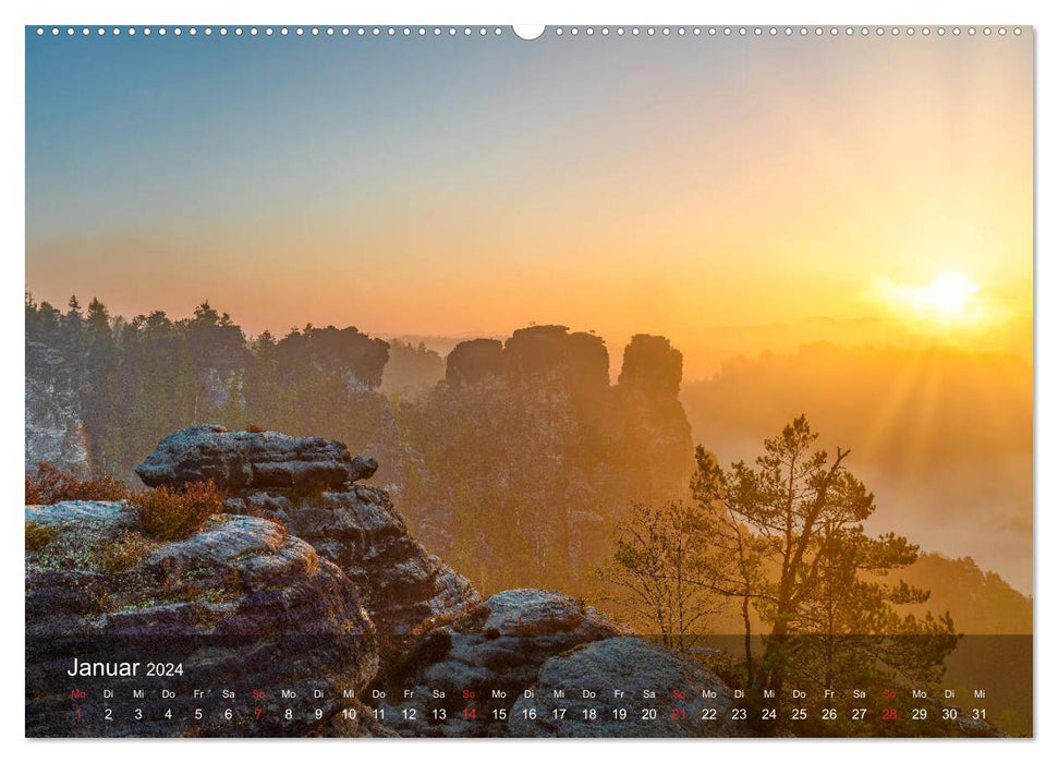 Elbe Sandstone Mountains - Around the Bastei (CALVENDO Premium Wall Calendar 2024) 