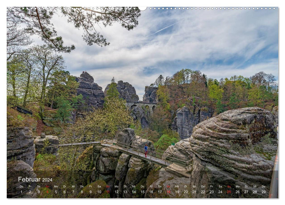 Elbsandsteingebirge - Rund um die Bastei (CALVENDO Premium Wandkalender 2024)