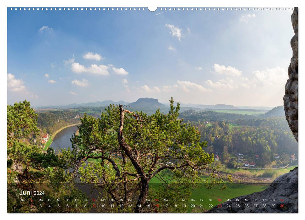Montagnes de grès de l'Elbe - Autour de la Bastei (Calendrier mural CALVENDO Premium 2024) 