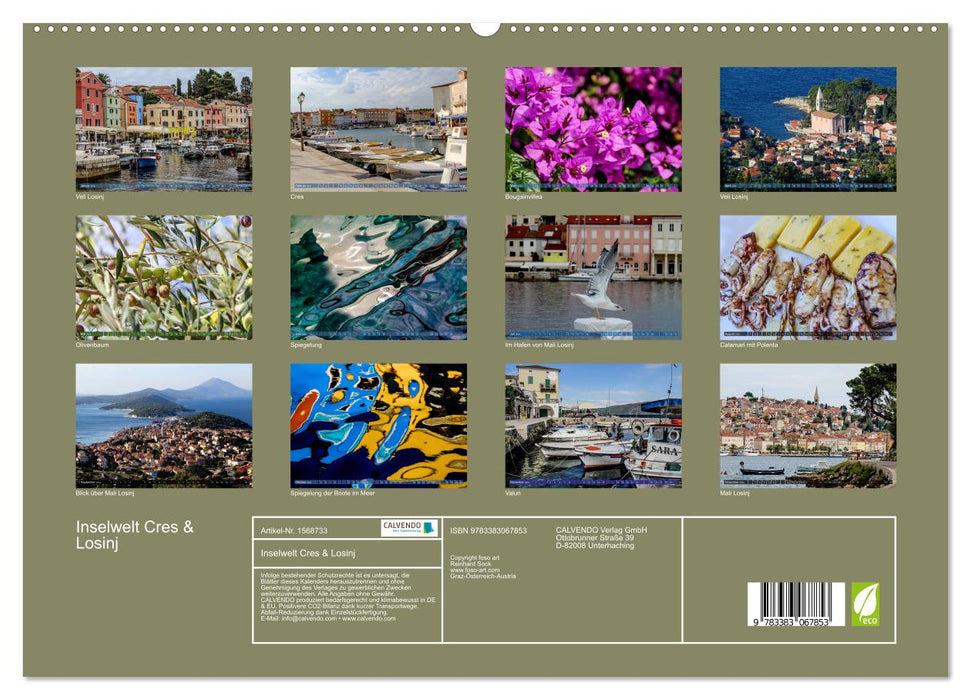 Monde insulaire Cres &amp; Losinj (Calvendo Premium Wall Calendar 2024) 