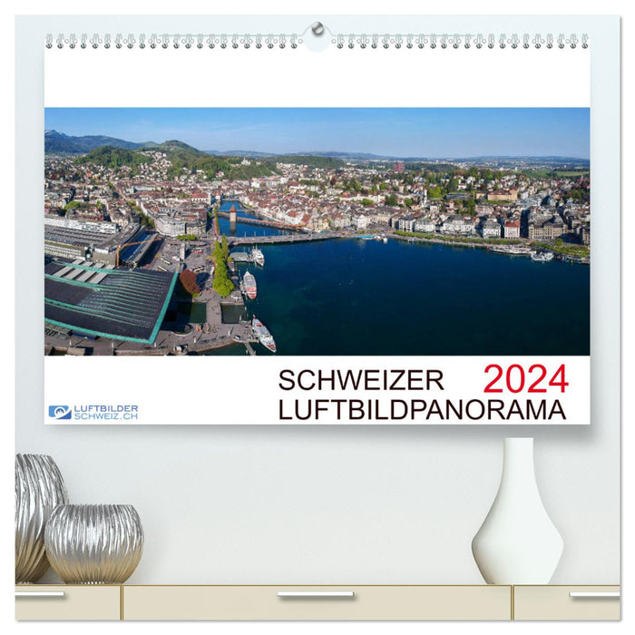 Schweizer Luftbildpanorama 2024 (CALVENDO Premium Wandkalender 2024)