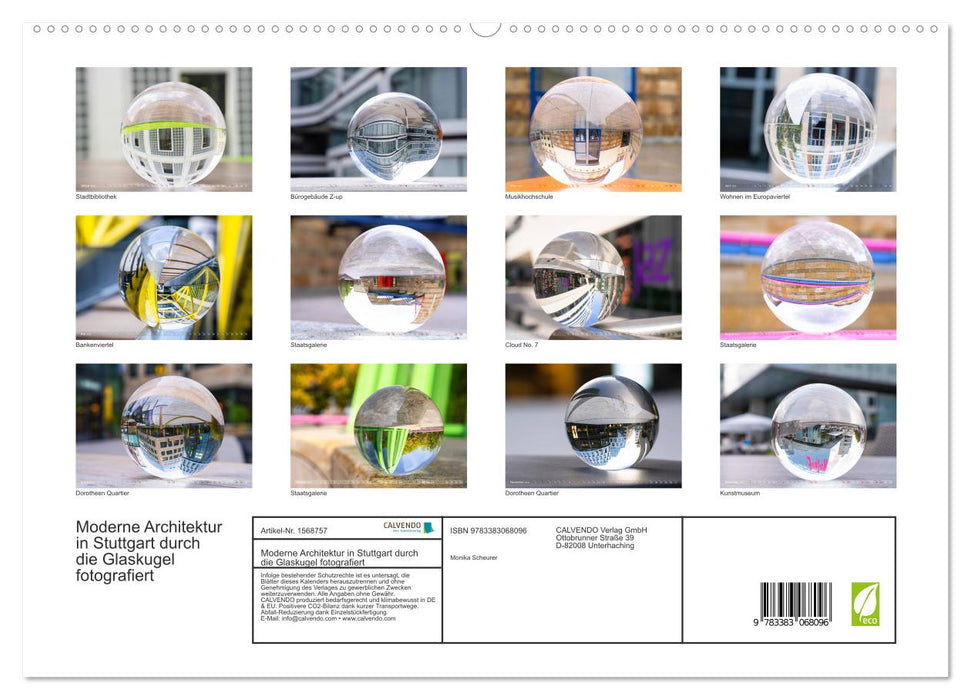 Moderne Architektur in Stuttgart durch die Glaskugel fotografiert (CALVENDO Premium Wandkalender 2024)