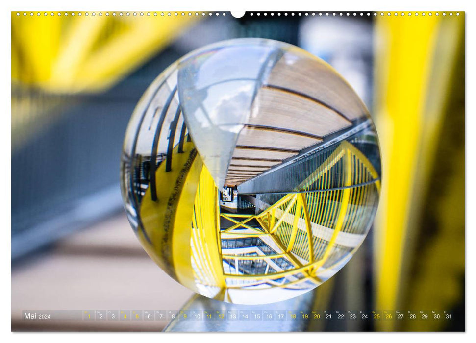 Modern architecture in Stuttgart photographed through the glass ball (CALVENDO Premium Wall Calendar 2024) 