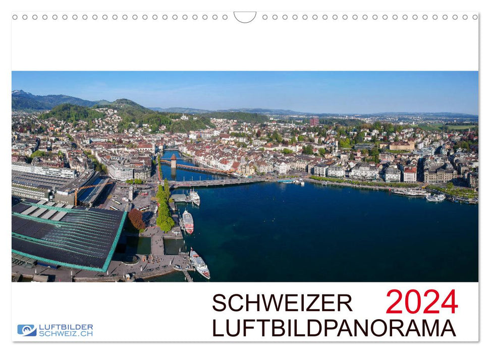 Schweizer Luftbildpanorama 2024 (CALVENDO Wandkalender 2024)