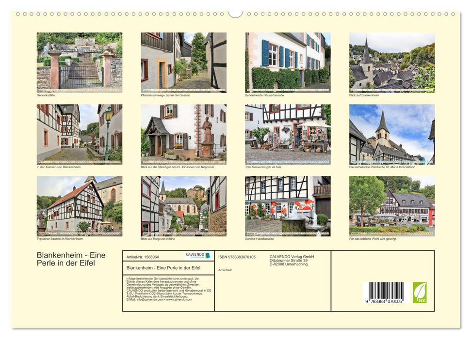 Blankenheim - Une perle dans l'Eifel (Calvendo Premium Wall Calendar 2024) 