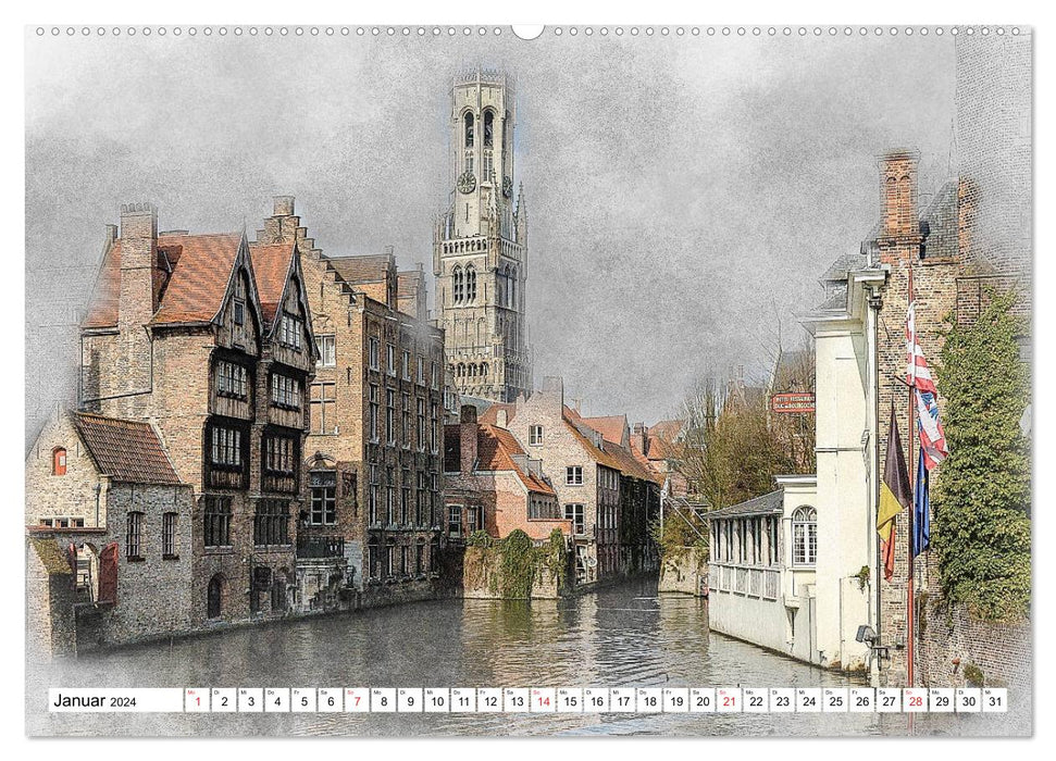 Bruges, the Pearl of Flanders (CALVENDO Premium Wall Calendar 2024) 