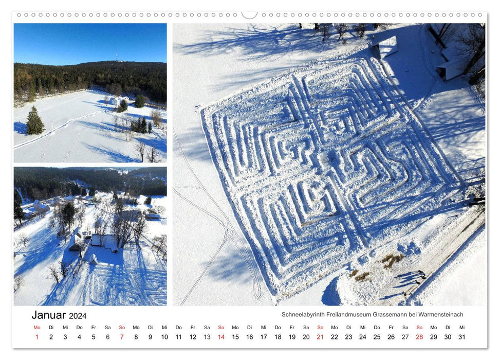 Aerial photos around the Ochsenkopf (CALVENDO Premium Wall Calendar 2024) 