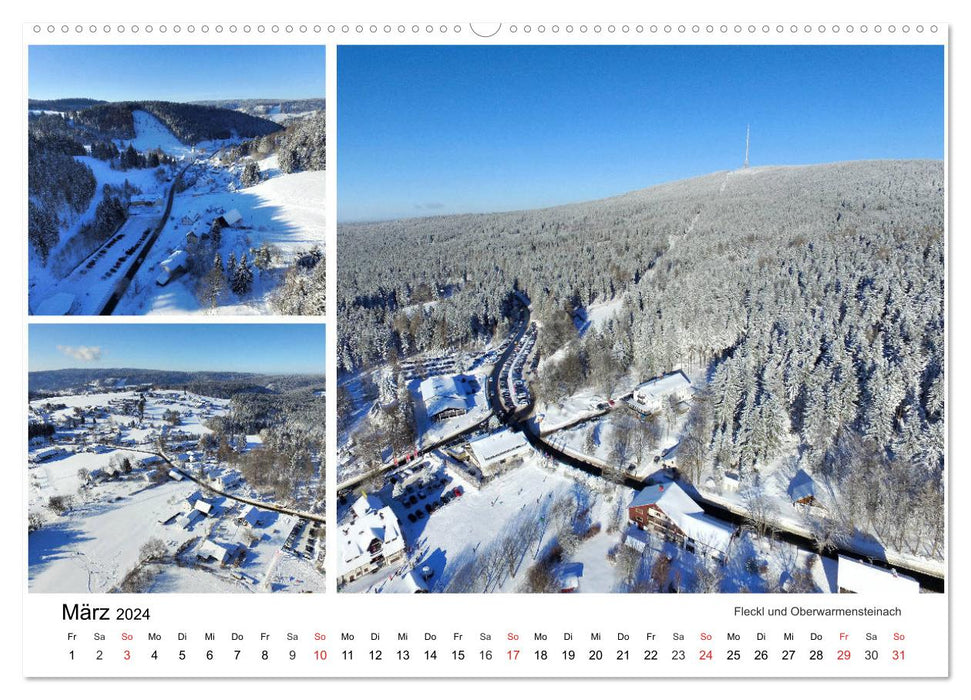 Aerial photos around the Ochsenkopf (CALVENDO Premium Wall Calendar 2024) 