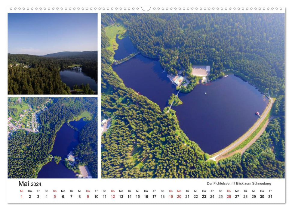 Aerial photos around the Ochsenkopf (CALVENDO Premium Wall Calendar 2024) 