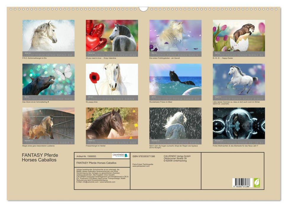 FANTASY Horses Horses Caballos (CALVENDO Wall Calendar 2024) 
