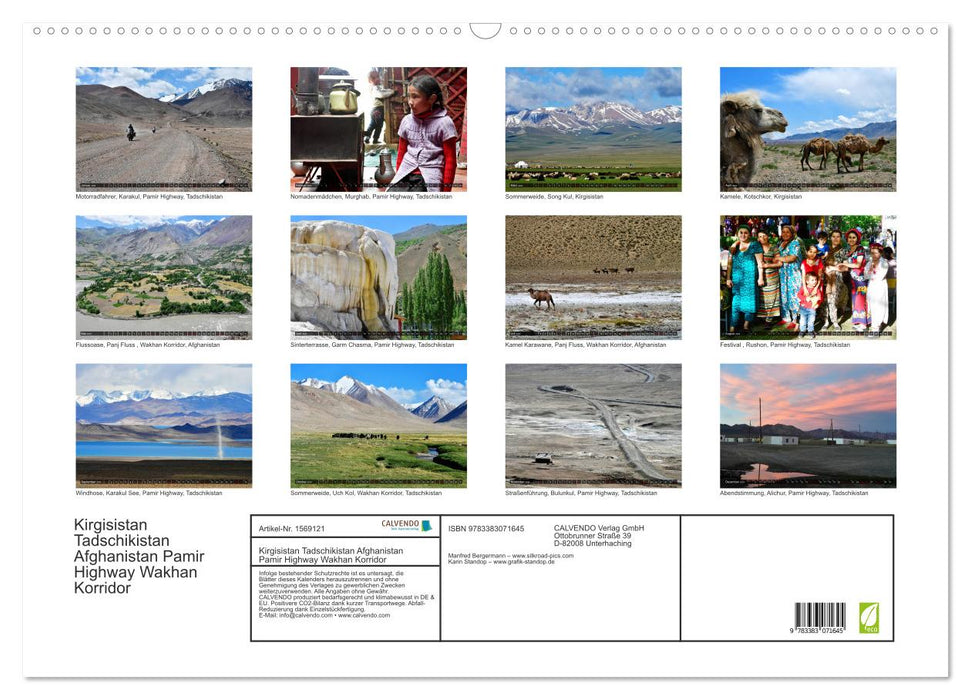 Kirgisistan Tadschikistan Afghanistan Pamir Highway Wakhan Korridor (CALVENDO Wandkalender 2024)