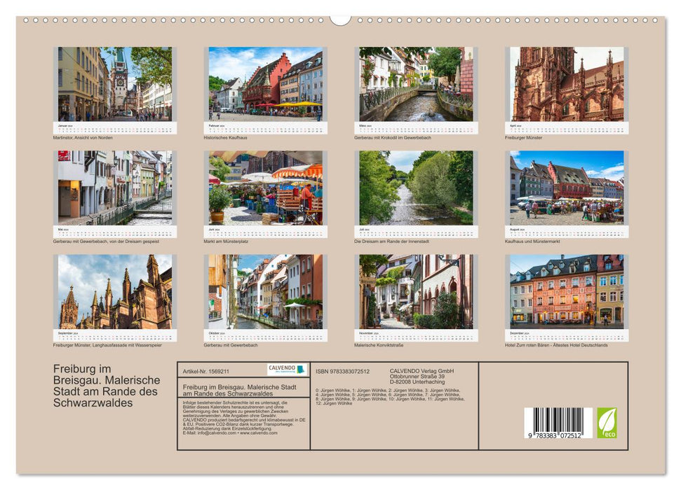 Freiburg im Breisgau. Malerische Stadt am Rande des Schwarzwaldes (CALVENDO Premium Wandkalender 2024)