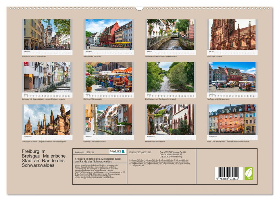 Freiburg in Breisgau. Picturesque town on the edge of the Black Forest (CALVENDO Premium Wall Calendar 2024) 