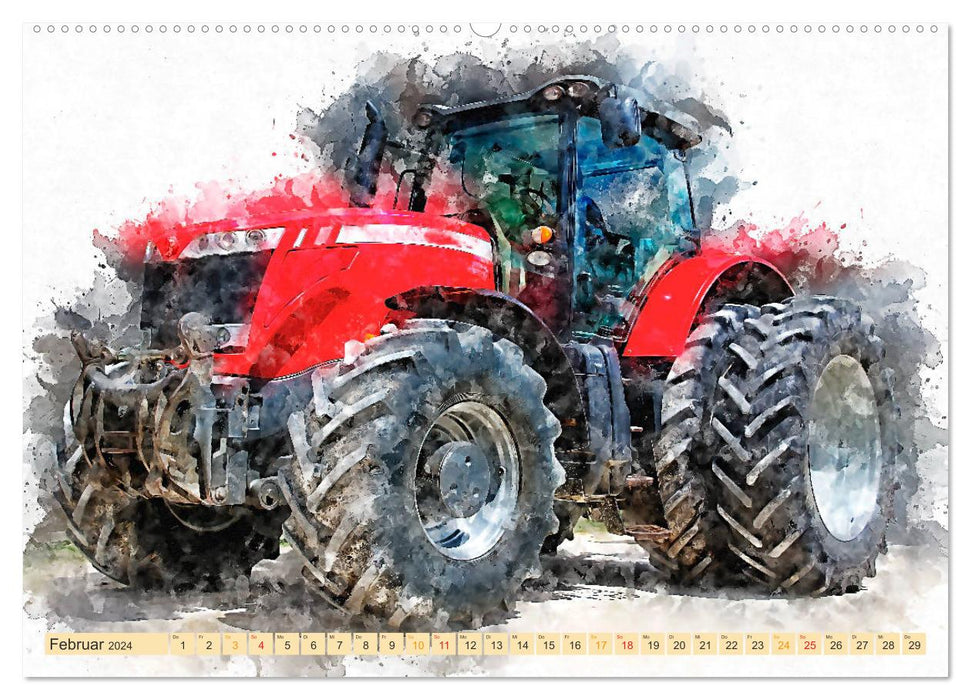Tractors - picturesque powerhouses in agriculture (CALVENDO Premium Wall Calendar 2024) 