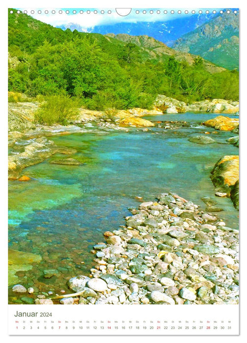 Outdoor en Corse - Paradis de la randonnée en Méditerranée (Calendrier mural CALVENDO 2024) 