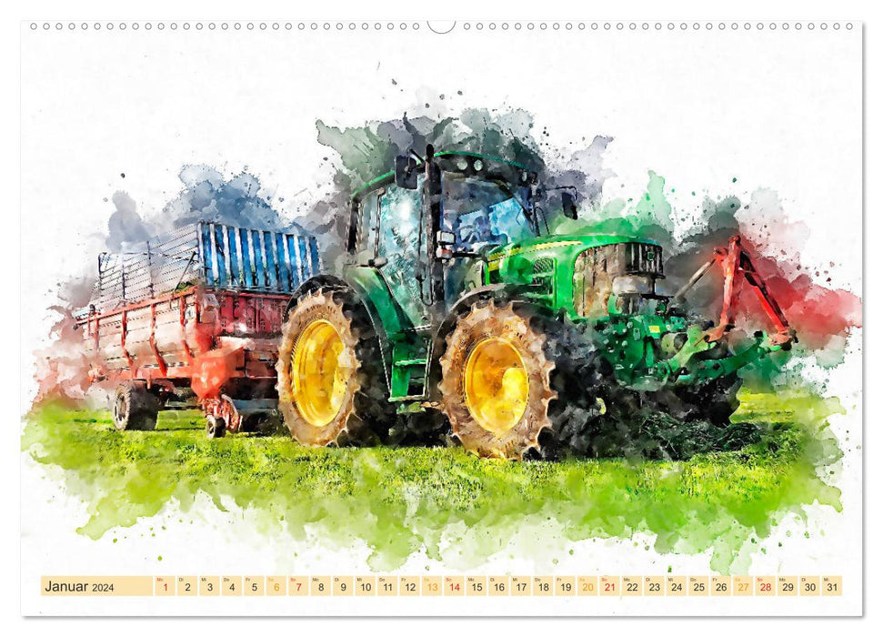 Tractors - picturesque powerhouses in agriculture (CALVENDO wall calendar 2024) 