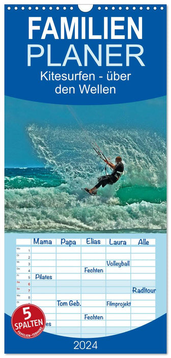 Kitesurfen - über den Wellen (CALVENDO Familienplaner 2024)