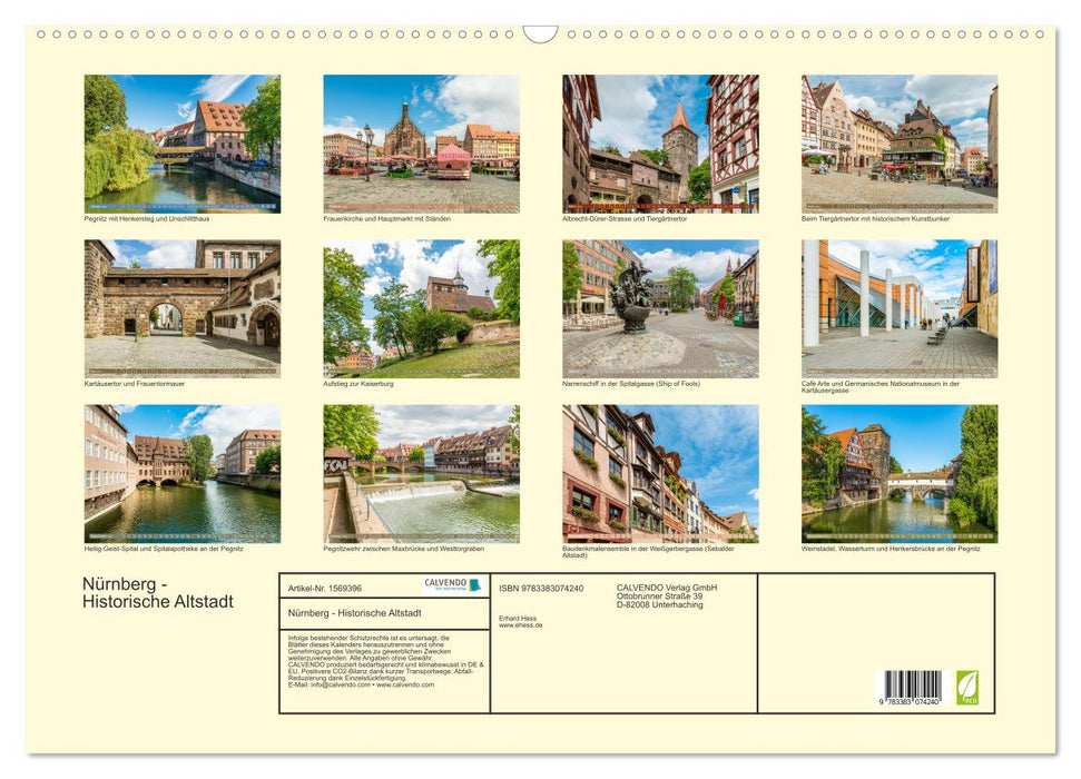 Nuremberg - Historic Old Town (CALVENDO Wall Calendar 2024) 