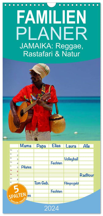 JAMAIKA Reggae, Rastafari und Natur. (CALVENDO Familienplaner 2024)