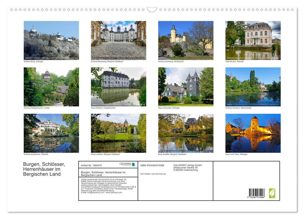 Castles, palaces, mansions in the Bergisches Land (CALVENDO wall calendar 2024) 