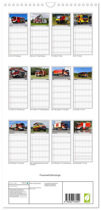 Camions de pompiers (Planificateur familial CALVENDO 2024) 