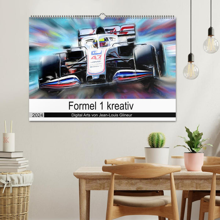 Formula 1 creative - Digital Art by Jean-Louis Glineur (CALVENDO wall calendar 2024) 
