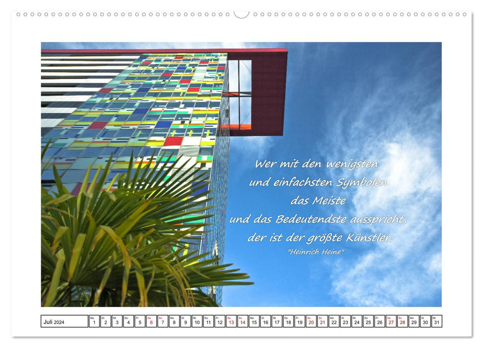 Views of Düsseldorf with quotes from Heinrich Heine (CALVENDO Premium Wall Calendar 2024) 