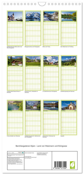 Berchtesgadener Alpen - Land von Watzmann und Königssee (CALVENDO Familienplaner 2024)