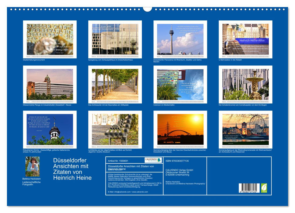 Views of Düsseldorf with quotes from Heinrich Heine (CALVENDO wall calendar 2024) 