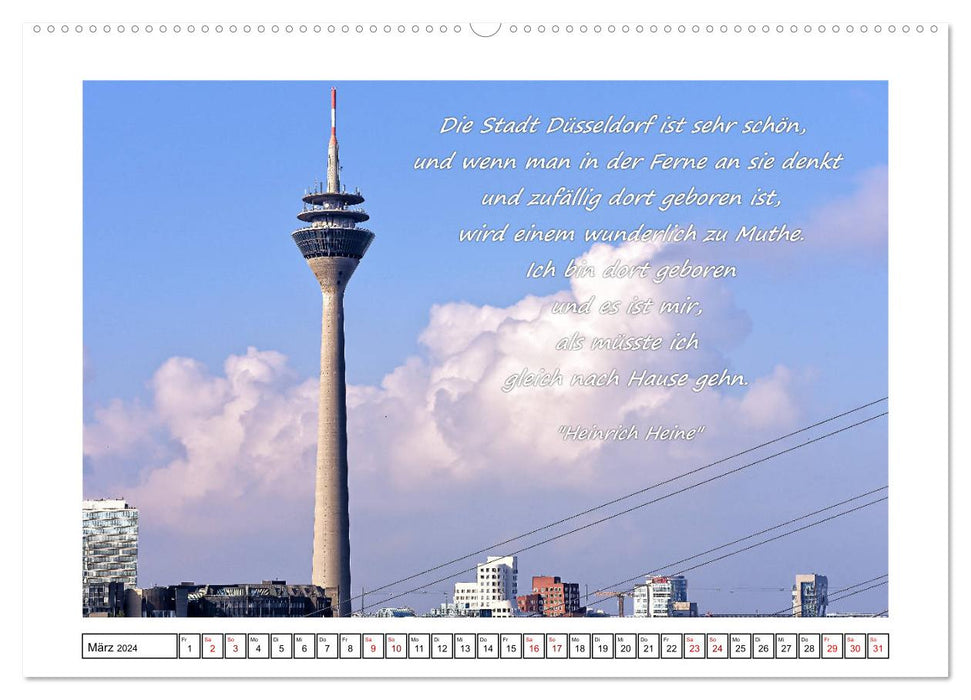 Views of Düsseldorf with quotes from Heinrich Heine (CALVENDO wall calendar 2024) 