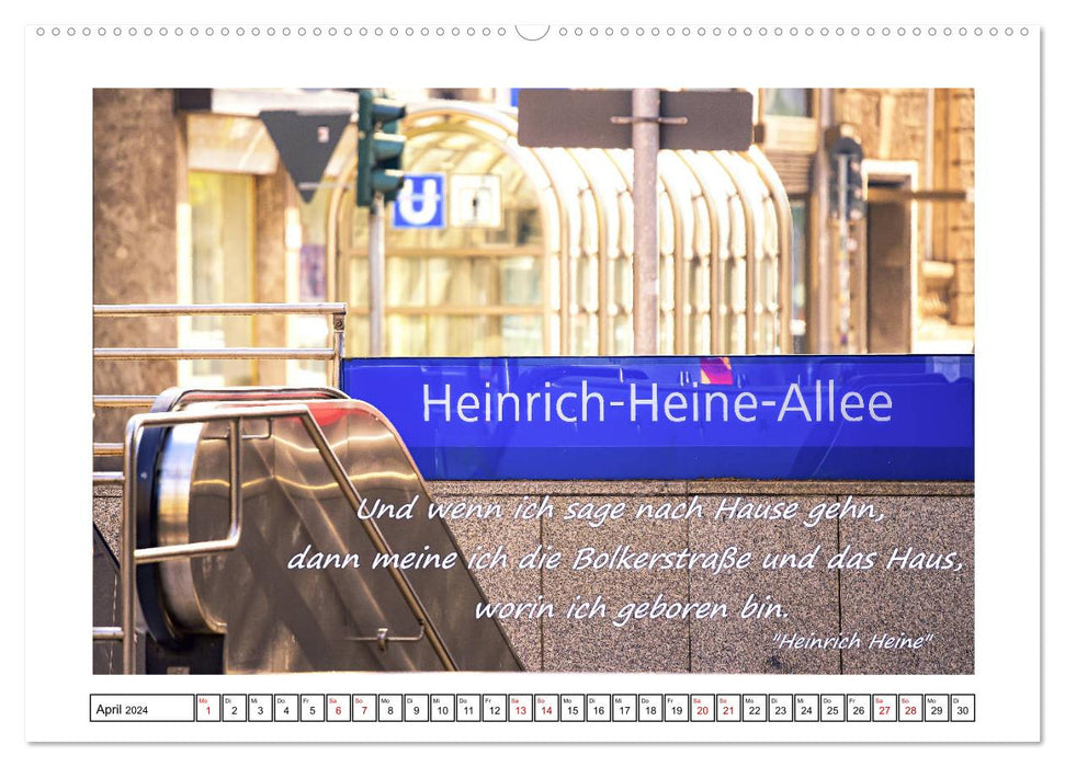 Düsseldorfer Ansichten mit Zitaten von Heinrich Heine (CALVENDO Wandkalender 2024)