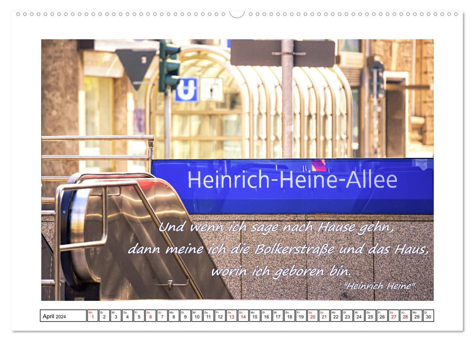 Views of Düsseldorf with quotes from Heinrich Heine (CALVENDO wall calendar 2024) 