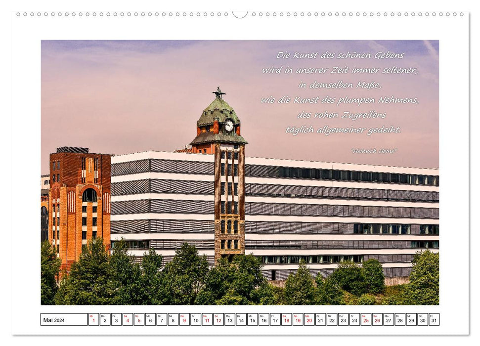 Views of Düsseldorf with quotes from Heinrich Heine (CALVENDO wall calendar 2024) 